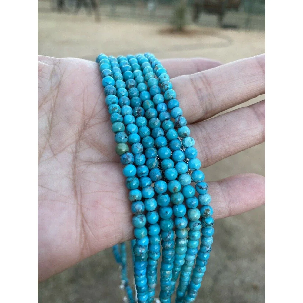 Navajo Royston Green Turquoise & Sterling Silver 16 Inch Necklace - Picture 5 of 10